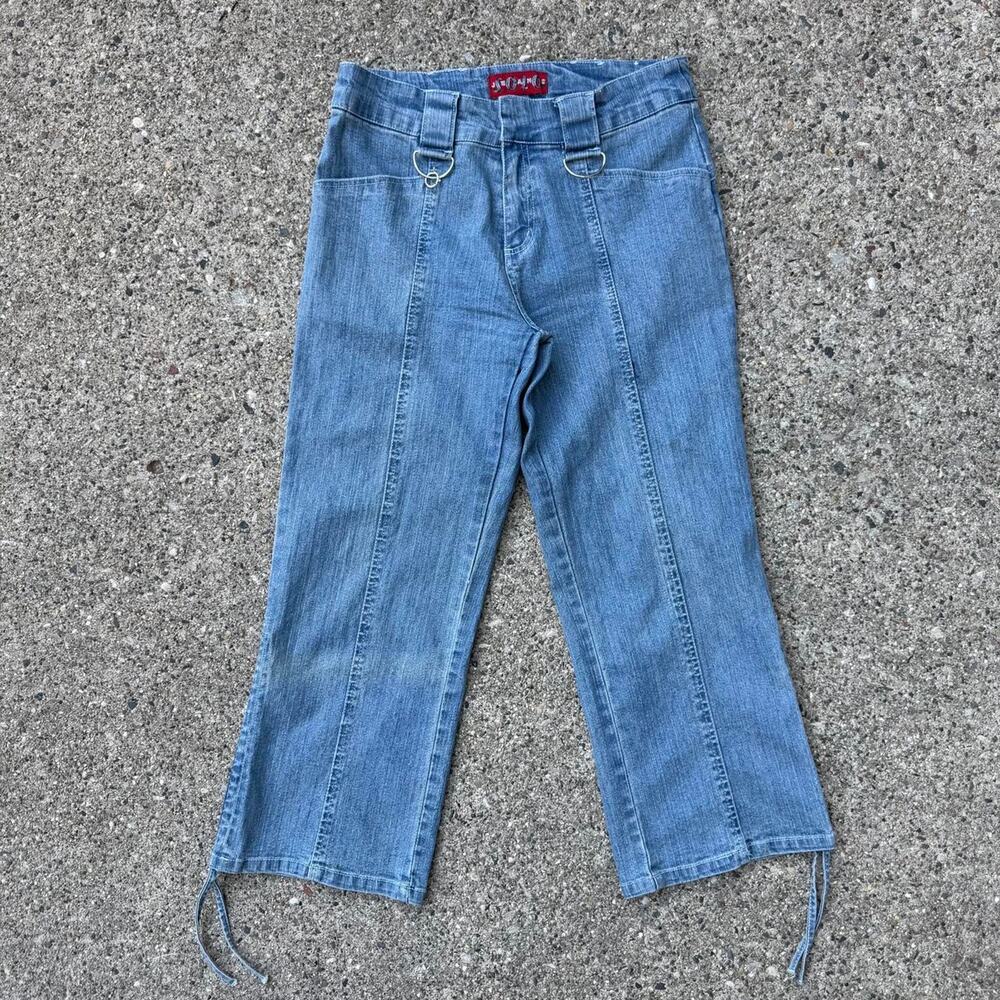 90s Vintage Solo Jeans Low Rise Denim Jeans w/ Straight Leg Cropped Fit, Silver